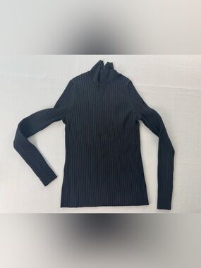 Lafayette 148 New York Knit Mock Turtleneck Sweater Women's L Black Wool Blend